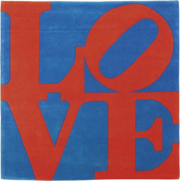 Robert Indiana, Chosen Love, 1995, tappeto in lana, 242x242 cm, serie di 175 esemplari, image source: Farsettiarte